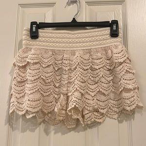 Cream Lace Shorts